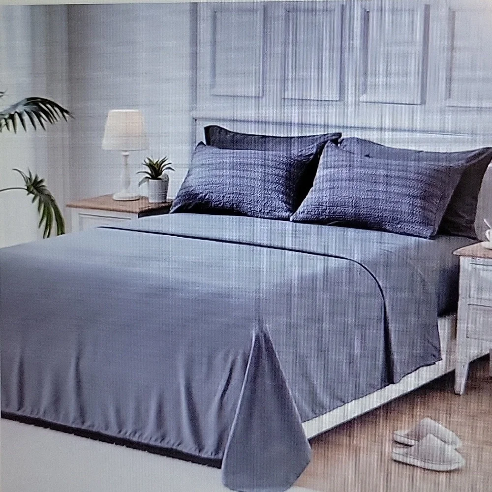 Newspin Dark Gray Waffle Comforter set Queen 7pc bed in bag All Season NEW …
